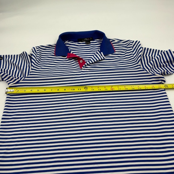 RLX Ralph Lauren Men's Polyester Navy White Striped Short Sleeve Polo - Picture 5 of 5
